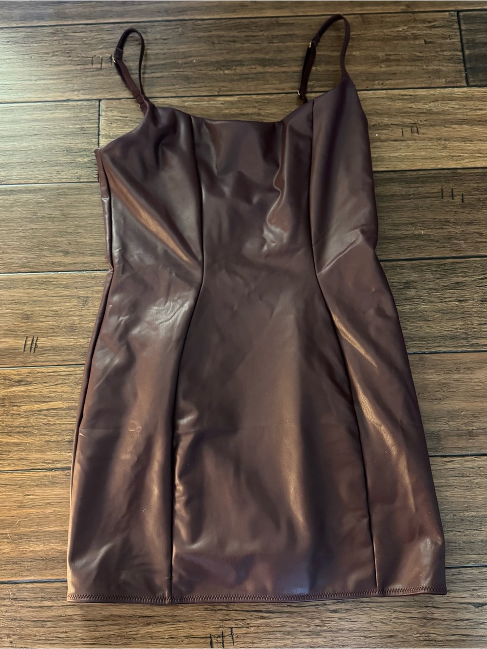 NWT Victoria’s Secret Faux Leather Slip Dress Burgundy Brown Size L